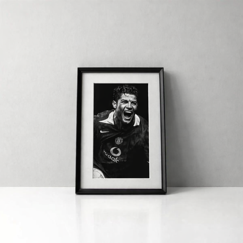 Cuadro CR7 en Manchester celebrando